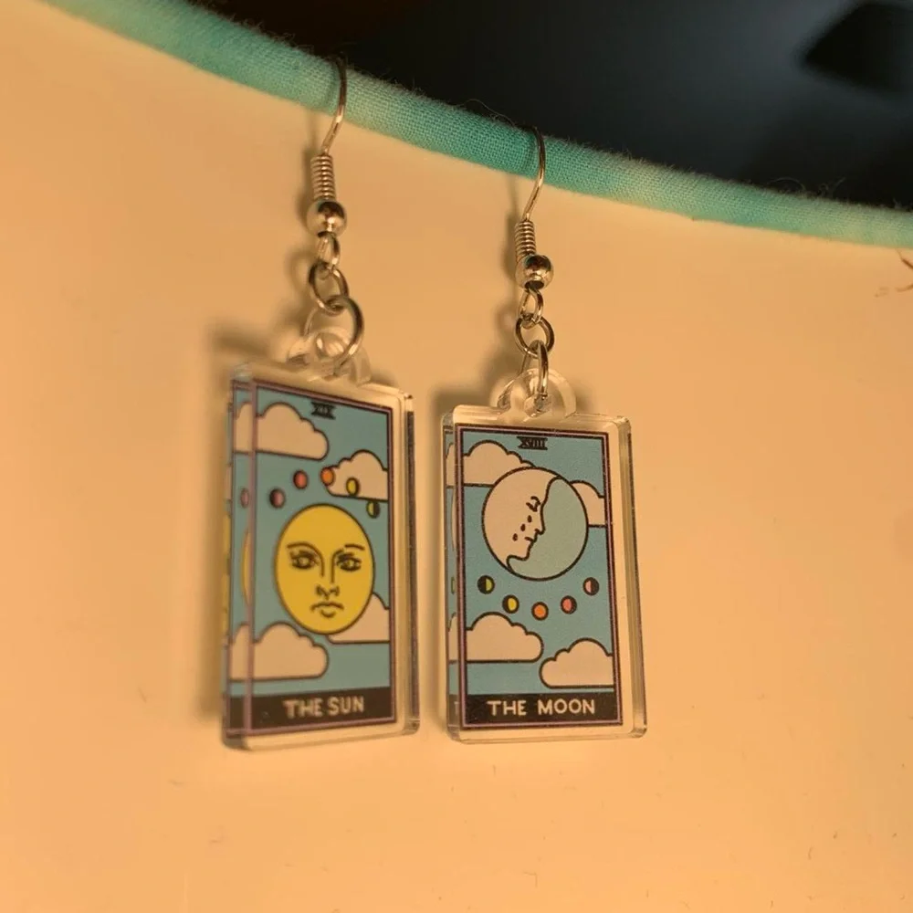Hand made tarot card dangly earrings  Brand new, never worn